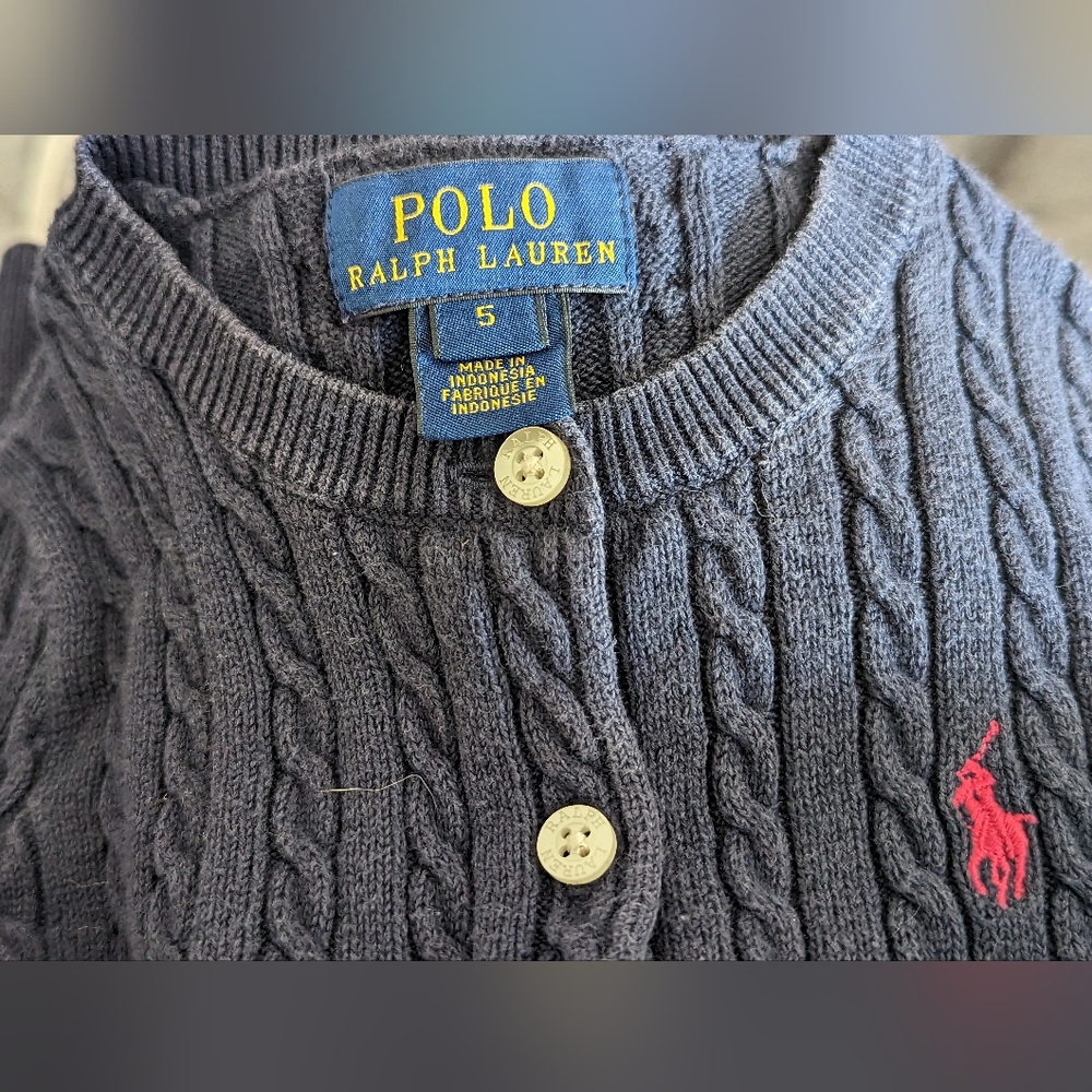 Ralph Lauren navy cardigan size 5 years old - Picture 3 of 6